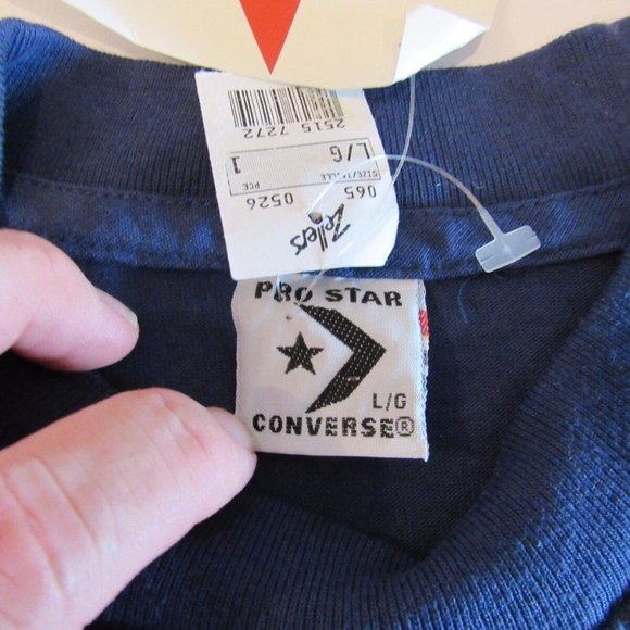 Vintage Converse T-Shirt Sz Large Pro Star Basketball Blue New Old Stock NWT NOS - Picture 9 of 12